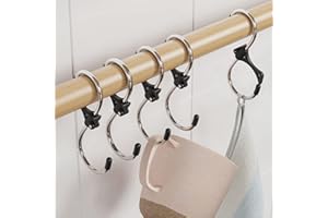 ACMETOP 12 Stück S haken zum Einhängen, S Haken Edelstahl mit Sicherheitsschnalle, Metallhaken passender Durchmesser bis 3.2 cm, für hängende Töpfe und Pfannen, Kaffeetassen, Kleidung, Pflanzen