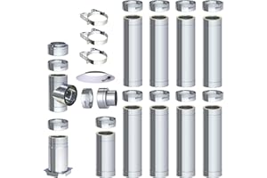 H&M GERMANY H&M DW New-Line Chimney Package 9.7 m Diameter 150 mm Stainless Steel Construction Kit Double-Walled 25 mm Insulation 0.5 mm Wall Thickness Design Outdoor Fireplace Set Wood Stove Fireplace Insert