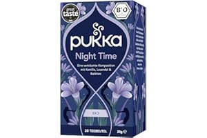 ‎PUKKA Pukka | Bio-Kräutertee „Night Time“ | Kamille, Lavendel, Lindenblüten und Baldrian | 20 Teebeutel