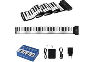 KOMFOTTEU Aufrollbares Digitalpiano mit 88 Tasten, elektronisches Klavier mit 128 Rhythmen und Tönen, 14 Demonstrationen, Klaviertastatur mit MIDI-Funktion