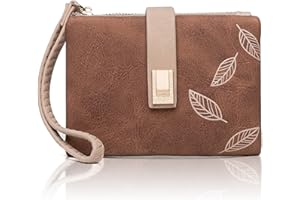 DANXIAN Portfel damski, 100% wegańska skóra, mały portfel damski mały miękki wygodny miękki portfel z dużą ilością miejsc na karty (brązowy), Brązowy