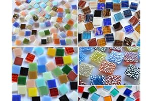 ‎KOMIRO 500 Stück Glas Mosaiksteine Bunt aus 5 versch. Artikeln a 15x15mm ca. 760g