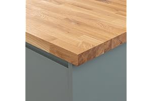 DOMLI Solid Oak Wood Kitchen Worktop | 2000mm x 620mm x 40mm Hardwood Worktops | 40mm Stave Oak Wooden Timber Countertops