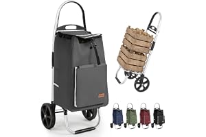Sekey Shoppingvagn vikbar, XXL shoppingväska med kylfack, | stora hjul, aluminiumram, vikbar shoppingvagn för shopping, campi