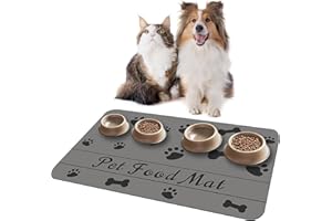 JSTHHTT Alfombras para Comederos Perros y Gatos, Alfombrillas de Silicona para Mascotas, Tapete para Comer Perros y Gatos, Tapete Impermeable para Comederos de Mascotas, 50 x 30cm, Gris Oscuro