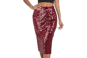 BALAYSIER Gonna Paillettes Donna con Fodera Gonne Brillantinata a Vita Elastica e Zip Gonna-Glitter per Feste Rave