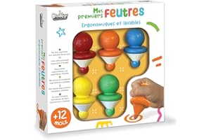 CRÉA LIGN' Créa Lign | Mes Premiers Feutres x5 - Dès 12 Mois | Feutres Lavables Bébé | Embout Arrondi | Forme Ergonomique | Encre Adaptée aux Jeunes Enfants | Activité Créative