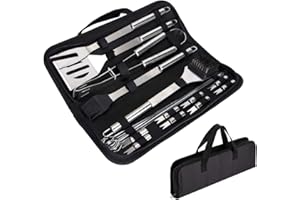 Nasjac Barbecue Grill Tools Set, 20 Piece Stainless Steel BBQ Accessories with Storage Bag Men Women Outdoor Grilling Kit Barbecue Grill Utensils for Camping Party and Picnic