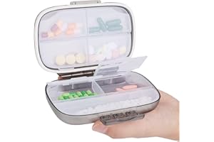 WLLHYF Podróżny organizer na tabletki przenośny wodoodporny mały organizer na leki z 7 przegródkami na różne leki witaminy mini tablet kompaktowy dozownik etui codzienny pojemnik na tabletki pudełko