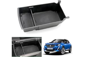 GAFAT New Peugeot 208 2008/ e-208 e-2008 2020-2024 2025 Car Armrest Tray, Center Console Organizer, Peugeot 208 2023 Restyling Armrest Storage Box Container with Coin and Sunglass Holder (Black1)