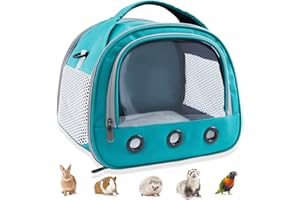 IDAHSOR Small Animals Carrier Bag, Portable Guinea Pig Carrier with Strap Breathable Outgoing Travel Bag for Hedgehog Squirrel,Adjustable Strap and Breathable Mesh for Hamster Backpack (Blue)