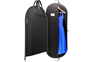 Hangerworld 54 Inch Zipped Black Suit Cover Travel Carrier Bag with Handles – Full-Length Zip and Secure Closure for On-The-Go