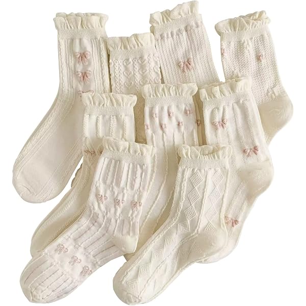Damen Socken 5er Set Im Vintage-Landhaus & Lolita-Stil - Weiche Mit 3D