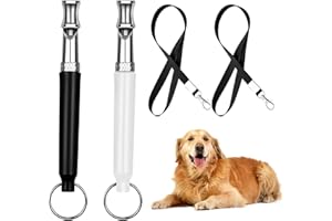 Voltvera 2 Piezas Silbato para Perros De Alta Frecuencia Silencioso, Silbato Ultrasónico De Metal Profesional para Mascotas, Frecuencia Ajustable con Cordón Y Llavero para Perros para Todas Las Razas