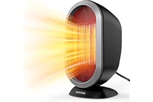 TIPTOP HOME Termoventilatore da Bagno, 1200W Stufetta Elettrica Basso Consumo con 2 Livelli di Temperatura, Mini Termoventilatore Ceramico Portatile per l'ufficio con Protezione contro il Ribaltamento, Nero