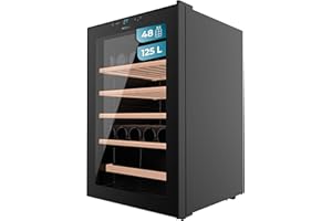 Cecotec Vinoteca 48 Botellas Bolero GrandSommelier 4850 Black Compressor. Nevera de Vino, Sistema de Compresor, Alto Rendimiento, Temperatura Regulable y Luz LED Interior, Diseño en Negro