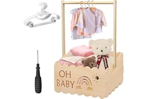 CALENXY Cesta de madera para regalo de bebé con asa, caja de madera para baby shower, caja de ducha de bebé, perchas para niños, cesta de almacenamiento para bebés, cesta de almacenamiento para bebés, cesta