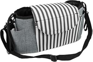 DAGORD Borsa per Passeggino Universale Grande Borsa Contenitore per Manubrio per Passeggino con Portabicchieri e Spallacci Regolabili Borsa Organizer per Passeggino per Bicchieri D'Acqua Giocattoli