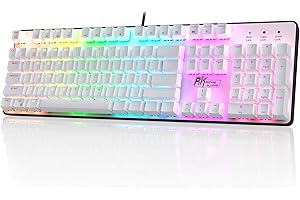 RK ROYAL KLUDGE Tastiera meccanica full size RK920, tastiera da gioco retroilluminata arcobaleno, tastiera meccanica cablata a 104 tasti con tastierino numerico, interruttore rosso