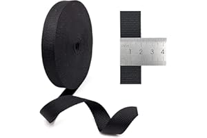 FAVSON Black Polypropylene Webbing,Nylon Webbing Belt,(5M,Thicken 20mm),Garden Tree Tie Straps, Tape for Backpacks, Rucksack, Luggage/Cargo Strapping, DIY Craft Backpack Strapping Tape,Heavy Duty Webbing