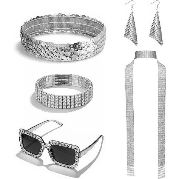 Déguisement Disco Années 70 Costume Disco Années 70 - Lot De 6 Accessoires (Lunettes, Bandeau