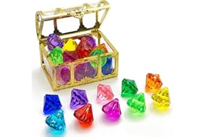 IUFDGHN Treasure Chest Kids, 10 PCS Big Size Kids Diamond Toy Multi Color Gem Stones Pirate Treasure Hunt Toy for Crafts Party Favors Christmas Decorations Easter Prizes Vase Filler Diamonds