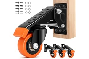 Humagineer Roulettes d'établi Capacité de 300kg, 63.5mm Roulette Charge Lourde avec Plaque en Acier, Roulettes de Levage pour Établis, Meubles, Chariots, Machines, Roue en Polyuréthane, Set de 4