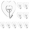 JIALTO Plastic 10 Pcs Love Shape Wall Hanging Hooks for Without Drilling, Self Adhesive Hooks for Wall Heavy Duty Strong Nail Free, Kitchen Accessories Items, Transparent
