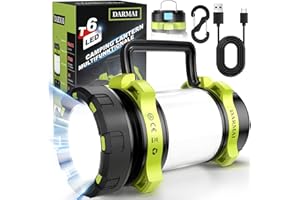 DARMAI Rechargeable LED Torch, Camping Lights with 6 Modes 800 Lumen 3700 mAh, IPX4 Waterproof Outdoor Tent Spotlight Searchlight, High Power Beam Flashlight Lightweight Lantern, Emergencies
