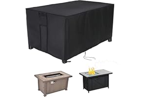 Rilime Fire Pit Cover, 420D Heavy Duty Rectangular Firepit Cover for Outdoor Fireplace Waterproof Propane Fire Table Cover - 44*29*26.77 inch