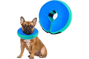 Dog Cone, FWLWTWSS Inflatable Dog Collar for After Surgery, Soft Comfy Protective Dog Cone Collar, Adjustable Dog Donut Collar, Does not Block Vision, Buster Collars for Dogs and Cats(M)