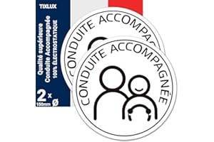 Tixlux Conduite Accompagnée Électrostatique, 2PCS Disque Conduite Accompagnée Auto, A Apposer sur Le véhicule, Disque Electrostatique, Ø 15cm