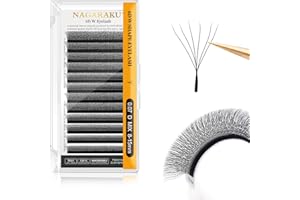 NAGARAKU 6D W Cils Préfait Bouquet Volume Russe Extension de Cils WW Naturel Cils Wispy Gagner du Temps Léger en Faux Cils Professionnel Premade Fan Eyelash Cluster Noir (0.07mm D Curl 8-15mm)