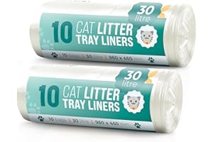 Ecobag – 20 Pack Cat Litter Tray Liners - XL 30L size – 27 Microns Extra-Thick Leak-Proof Bags – Scratch Resistant, Heavy Duty, Universal Fit, Eco-Friendly Recyclable Material – 960 x 460mm