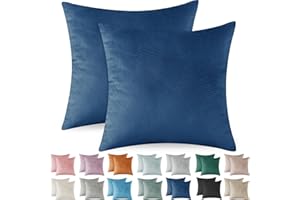 Ystyle Federe Cuscini Divano 60x60 2 Pezzi, Copricuscino in Velluto, Copricuscino Divano Lavabili e Resistenti Anallergico Antiacaro e Traspirante con Cerniera Nascosta, Blu Scuro