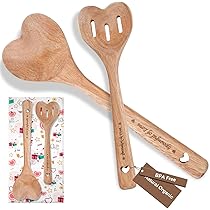 Herzförmiger Kochlöffel Aus Holz - 28,5cm Küchenhelfer Mit Liebesmotiv