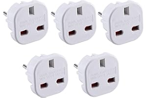 AREVERA Pack of 5 EU Travel Adapter, UK to European Plug Adapter Converter Round 3 Pin to 2 Pin Type G to Type C,E,F for Spain/France/Italy/Portugal/Germany/Netherlands/Greece/Poland/Asia and More