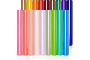 VINYL FROG Heat Transfer Vinyl Bundle 18 Pack HTV Vinyl Sheets Rainbow PU Vinyl 12''x10'' Iron on Vinyl Easy to Cut & Weed for DIY T-Shirts Clothing Bags