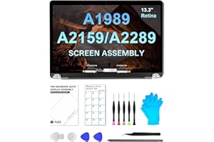 JQYDZH Ersatzbildschirm 13,3 Zoll für Mac Book Pro A1989 A2159 A2289 2018 2019 2020 (Modell: EMC 3214 3358 3301 3456 3348) 2560x1600 A Full LED LCD Display Assembly (for A1989 (Silber))