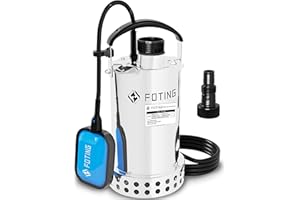 FOTING Schmutzwassertauchpumpe 900 W 19500 l/h, Förderhöhe max 9 m, Eintauchtiefe max 7 m, variabel einstellbarer Schwimmerschalter, Thermoschutz, Pools, Basements, Sewage, Hot Tubs Heater Flush Pit