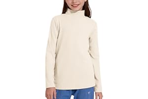 WOWENY Maglietta termica a collo alto, per bambini, in pile, calda, a coste, per l'inverno, 5-14 anni