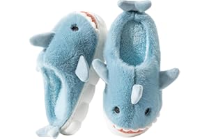 Fadezar Chausson Femme Requin/Vache Pantoufle Homme Hiver Doublure Antidérapant Fourrure Chausson Maison Mémoire Mousse Slippers