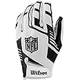 Wilson American Football Receiver Gloves, NFL Stretch Fit Receiver Glove, White / Black