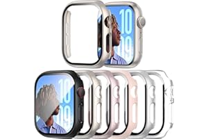 SUYEVD 6-Stück Schutzhülle mit Displayschutzfolie Kompatibel mit Apple Watch SE/6/5/4 44mm,Ultradünne Hard Gehäuse Eingebaut Kratzfest Gehärtetes Glas Schutzfolie für iWatch SE 4 5 6 44mm