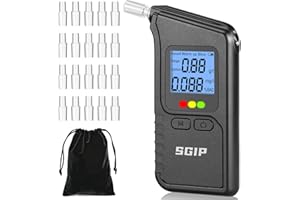 SGIP Alcoholímetro, Alcoholímetro Homologado Pantalla Digital LCD Azul Alcolimetros Portátil con 20 Boquillas, Precisión para Uso Personal Profesional Hogar Sople