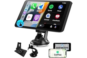 AWESAFE Reproductor de CarPlay/Android Auto/iOS Mirror/Auto Link(Mirror Link), Radio Portátil con Pantalla para Coche, Admite Bluetooth/Cámara Trasera/Siri y Otra Asistencia de Voz/USB/TF/AUX