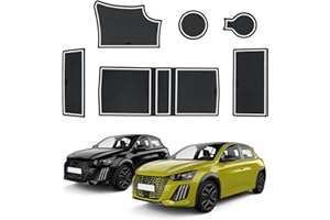 ECOZEN Tapis Anti-poussière Anti-dérapants pour Peugeot 208/e-208/2008/e-2008 2020-2025 Tapis en Caoutchouc pour Console Centrale, Porte-gobelets Compartiments de Rangement blocages de Portes(Blanc)