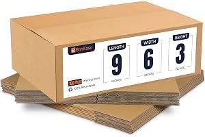 BonKaso Brown 3 Ply Corrugated Packaging Boxes, 9x6x3 Inch, Pack of 100, Ideal for Shipping, Moving & Storage, Recyclable