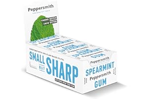 Peppersmith - Spearmint Chewing Gum - Xylitol Gum - Sugar Free Gum - 100% Plant Based Xylitol - Breath Freshener - Benefits Oral Health - Pocket Pack - 12x15g