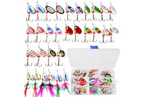Duscdesp 31 Pcs Fishing Lures Set with Spinners, Hooks, Feathers and Sequins, Including Pike, Mackerel, Perch, Lures for Trout
